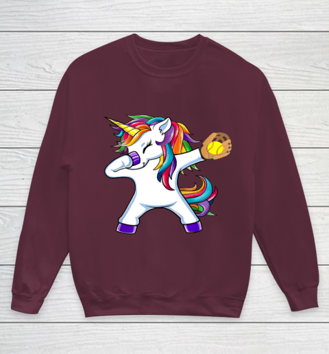 Dabbing Unicorn Softball T Shirt Funny Dab Gift Youth Sweatshirt 5