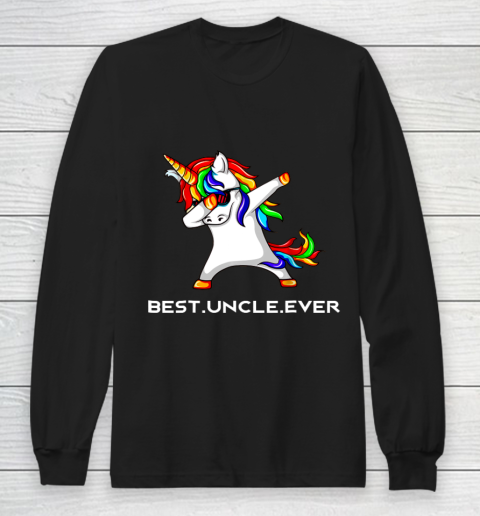 Funny Best Uncle Ever Dabbing Unicorn Long Sleeve T-Shirt