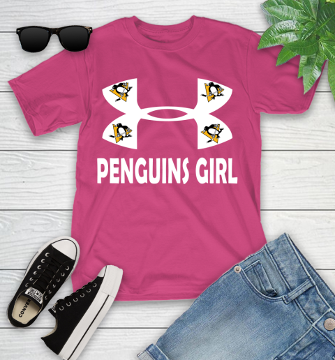 NHL Pittsburgh Penguins Girl Under Armour Hockey Sports Youth T-Shirt 11