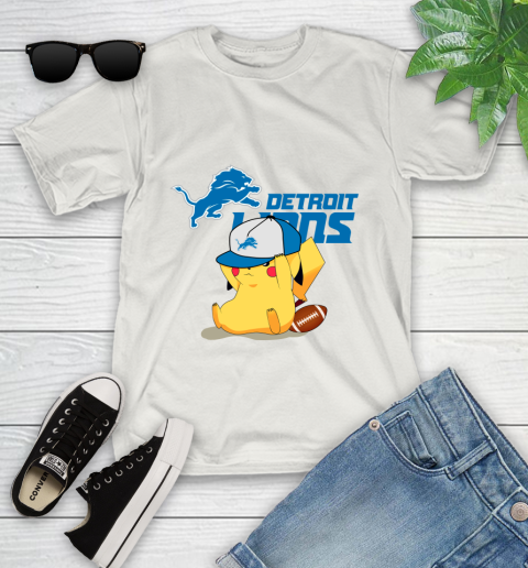 NFL Pikachu Football Sports Detroit Lions Youth T-Shirt 12