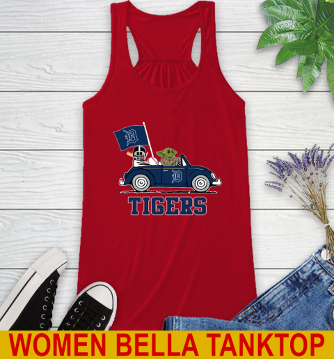 MLB Baseball Detroit Tigers Darth Vader Baby Yoda Driving Star Wars Shirt Racerback Tank 6