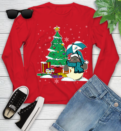 Miami Dolphins NFL Football Cute Tonari No Totoro Christmas Sports Youth Long Sleeve 11