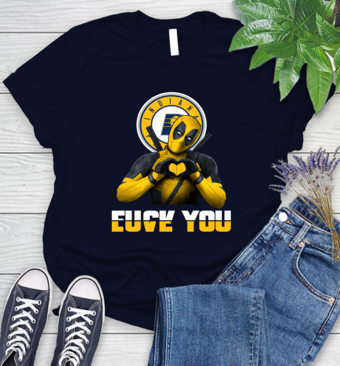 NBA Indiana Pacers Deadpool Love You Fuck You Basketball Sports Women's T-Shirt 2