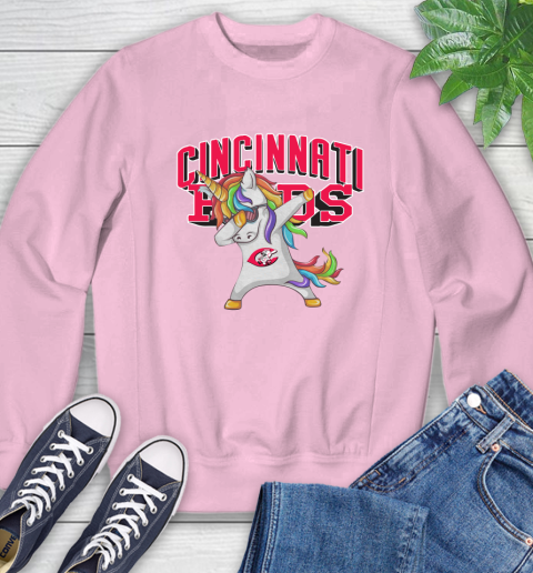 Cincinnati Reds MLB Baseball Funny Unicorn Dabbing Sports Sweatshirt 9