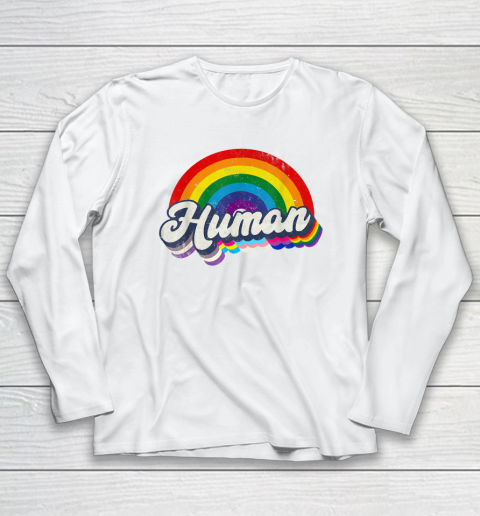 Human LGBT Flag Gay Pride Month Transgender Rainbow Lesbian Long Sleeve T-Shirt