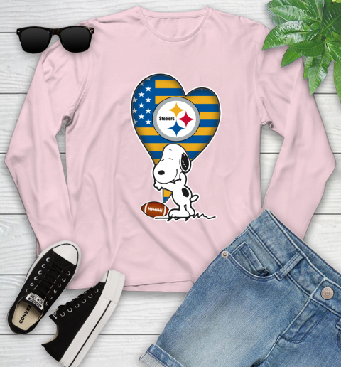 Pittsburgh Steelers NFL Football The Peanuts Movie Adorable Snoopy Youth Long Sleeve 10