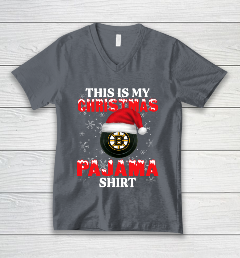 Boston Bruins This Is My Christmas Pajama Shirt NHL V-Neck T-Shirt 4
