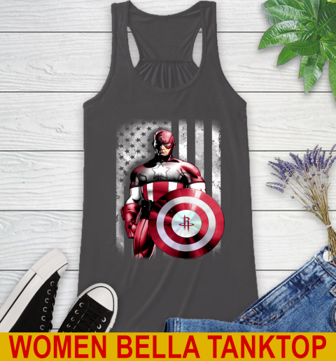 Houston Rockets NBA Basketball Captain America Marvel Avengers American Flag Shirt Racerback Tank 10