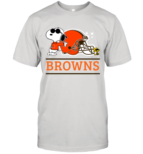The Ceveland Browns Joe Cool And Woodstock Snoopy Mashup Unisex Jersey Tee