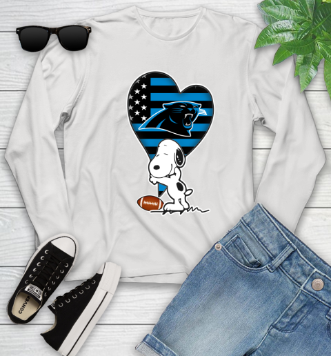 Carolina Panthers NFL Football The Peanuts Movie Adorable Snoopy Youth Long Sleeve