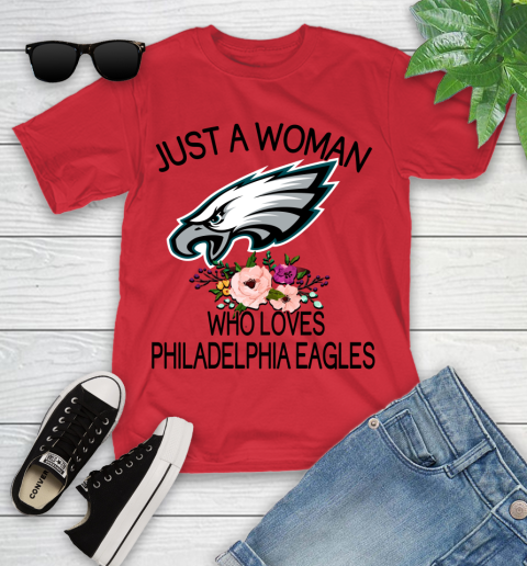 NFL Just A Woman Who Loves Philadelphia Eagles Football Sports Youth T-Shirt 8