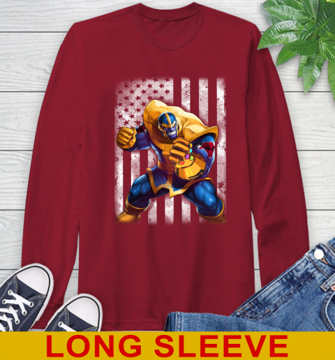 NBA Basketball Chicago Bulls Thanos Marvel American Flag Shirt Long Sleeve T-Shirt 9