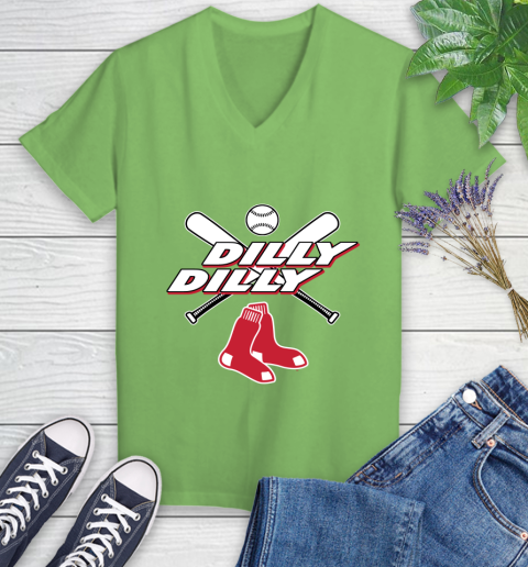 MLB Boston Red Sox Dilly Dilly Baseball Sports Women's V-Neck T-Shirt 11