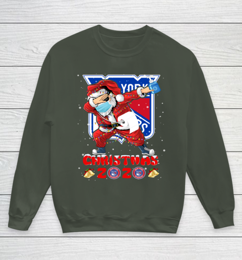 New York Rangers Funny Santa Claus Dabbing Christmas 2020 NHL Youth Sweatshirt 8