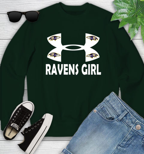 NFL Baltimore Ravens Girl Under Armour Football Sports Youth Sweatshirt 9