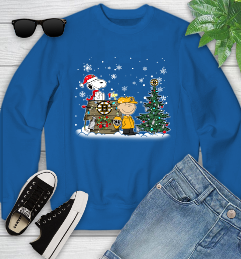 NHL Boston Bruins Snoopy Charlie Brown Woodstock Christmas Stanley Cup Hockey Youth Sweatshirt 7