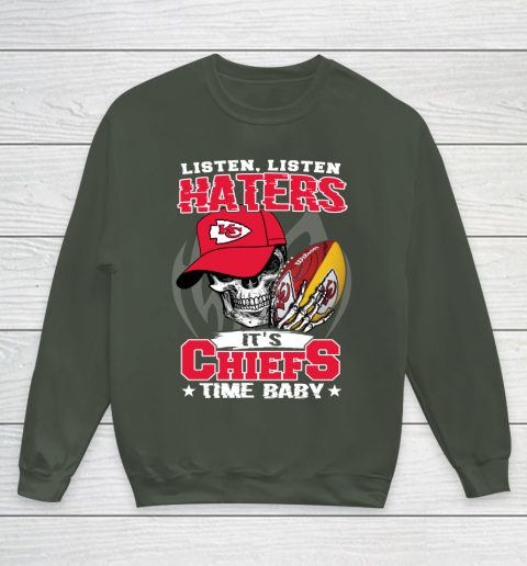 Listen Haters It is CHIEFS Time Baby NFL Youth Sweatshirt 8