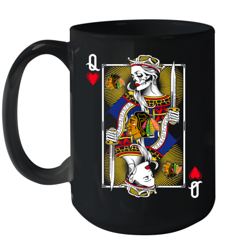 NHL Hockey Chicago Blackhawks The Queen Of Hearts Card Shirt Ceramic Mug 15oz