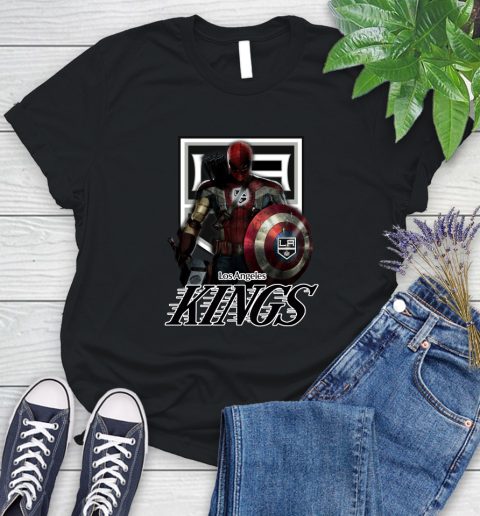 NHL Captain America Thor Spider Man Hawkeye Avengers Endgame Hockey Los Angeles Kings Women's T-Shirt 2