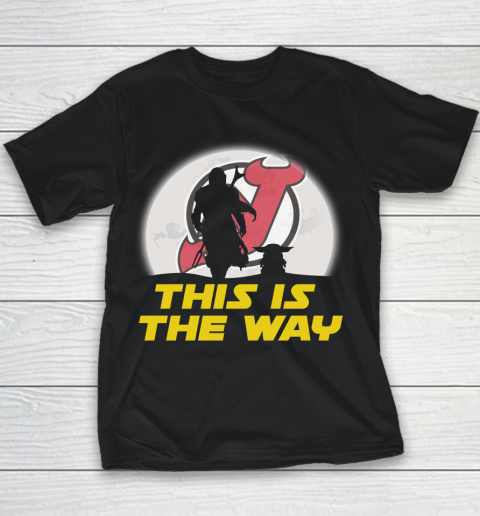 New Jersey Devils NHL Ice Hockey Star Wars Yoda And Mandalorian This Is The Way Youth T-Shirt 1