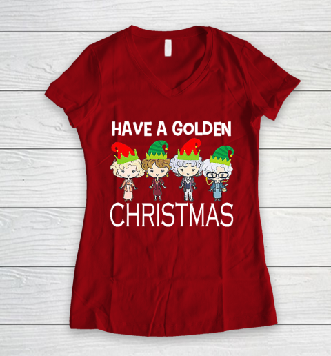 Golden Girls Lovers Gift T shirt Have A Golden Christmas Vintage Women's V-Neck T-Shirt 8
