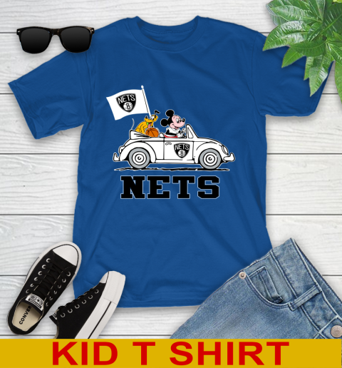 NBA Basketball Brooklyn Nets Pluto Mickey Driving Disney Shirt Youth T-Shirt 9