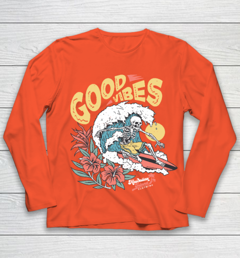 Good Vibes Skeleton Surfer Youth Long Sleeve 3