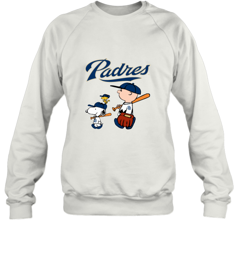 25uo san diego padres lets play baseball together snoopy mlb shirt sweatshirt 35 front white