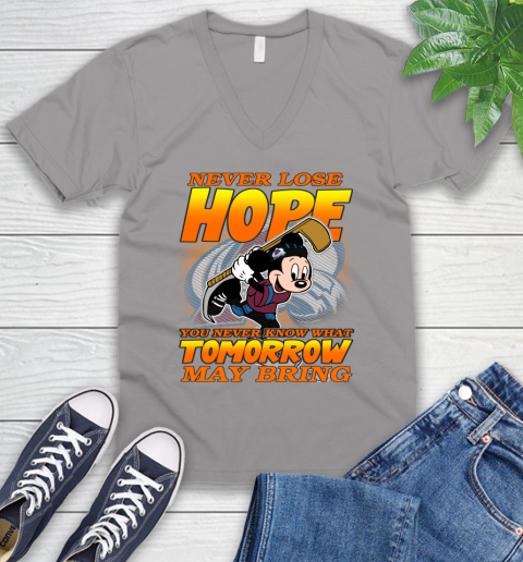 Colorado Avalanche NHL Hockey ootball Mickey Disney Never Lose Hope V-Neck T-Shirt 3