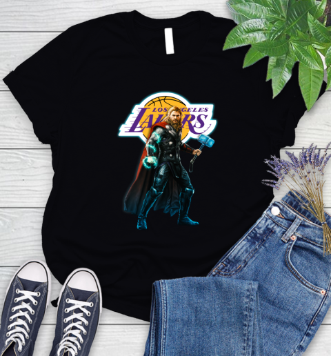 NBA Thor Avengers Endgame Basketball Los Angeles Lakers Women's T-Shirt 2