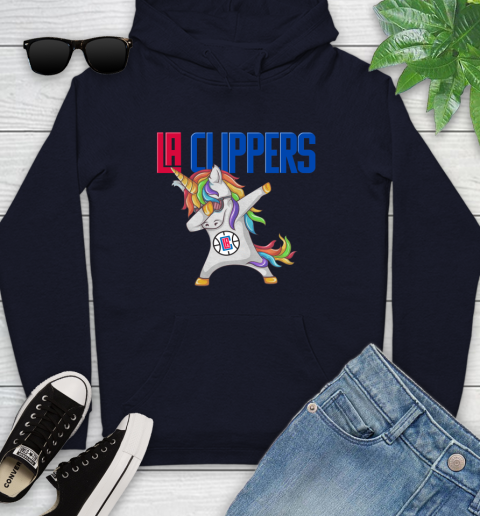 LA Clippers NBA Basketball Funny Unicorn Dabbing Sports Youth Hoodie 4