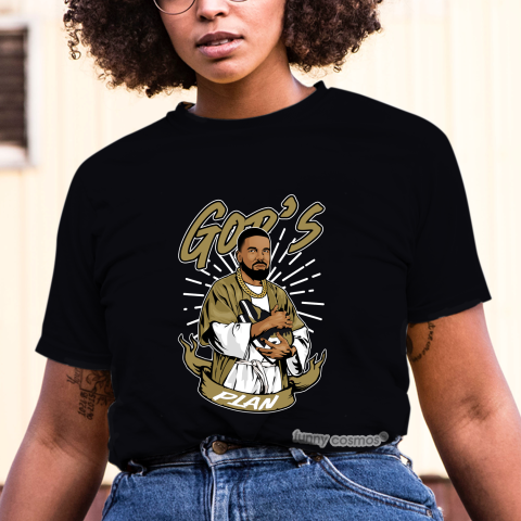 Air Jordan 1 NRG Gold Toe 1 Matching Sneaker Tshirt Frake God's Plan Gold and Black Jordan Tshirt