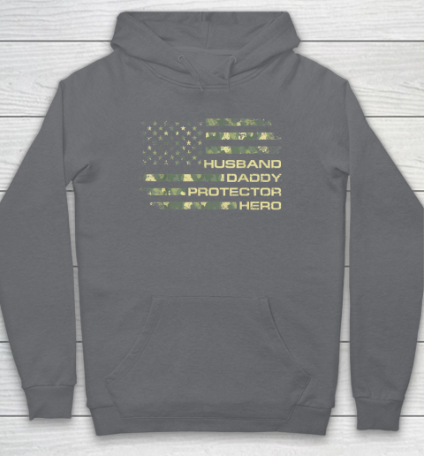 Husband Daddy Protector Hero Shirt Fathers Day American Flag Hoodie 3