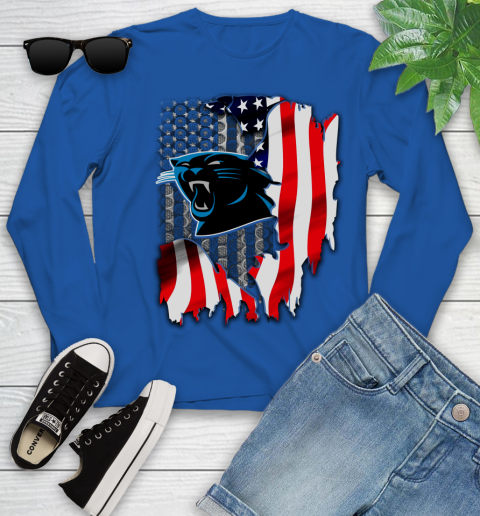 Carolina Panthers NFL Football American Flag Youth Long Sleeve 10