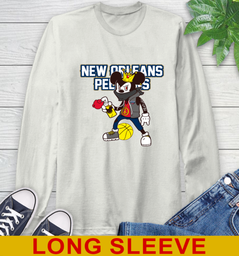 New Orleans Pelicans NBA Basketball Mickey Peace Sign Sports Long Sleeve T-Shirt 12