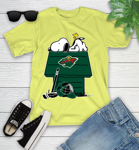 Minnesota Wild NHL Hockey Snoopy Woodstock The Peanuts Movie Youth T-Shirt 8