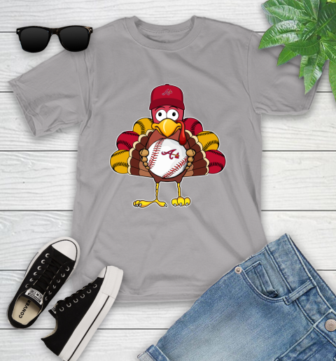 Atlanta Braves Turkey thanksgiving Youth T-Shirt 4