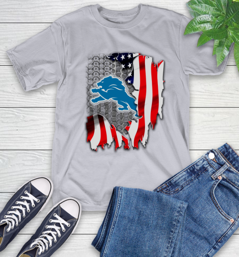 Detroit Lions NFL Football American Flag T-Shirt 6