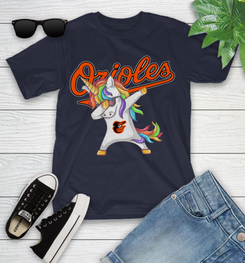 Baltimore Orioles MLB Baseball Funny Unicorn Dabbing Sports Youth T-Shirt 3