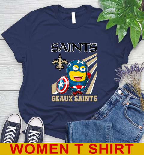 NFL Football New Orleans Saints Captain America Marvel Avengers Minion Shirt Women's T-Shirt 12