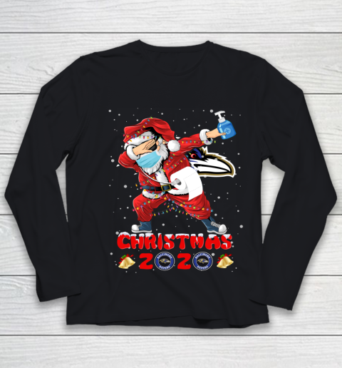 Baltimore Ravens Funny Santa Claus Dabbing Christmas 2020 NFL Youth Long Sleeve