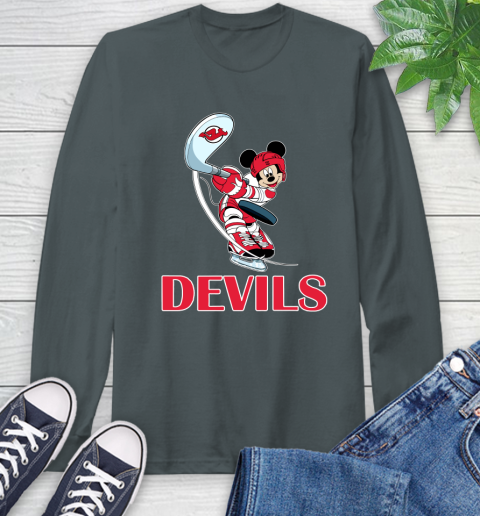 NHL Hockey New Jersey Devils Cheerful Mickey Mouse Shirt Long Sleeve T-Shirt 7