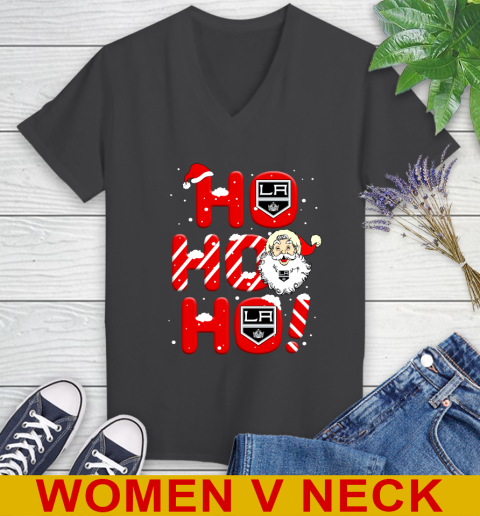 Los Angeles Kings NHL Hockey Ho Ho Ho Santa Claus Merry Christmas Shirt Women's V-Neck T-Shirt 8