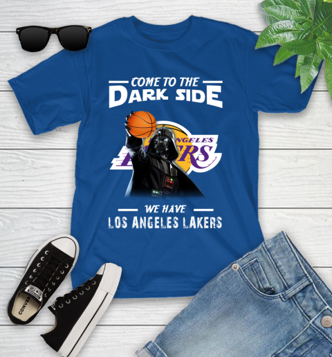 NBA Come To The Dark Side We Have Los Angeles Lakers Star Wars Darth Vader Basketball Youth T-Shirt 12
