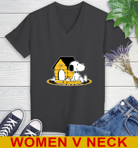 MLB Baseball Pittsburgh Pirates Snoopy The Peanuts Movie Shirt Women's V-Neck T-Shirt 9