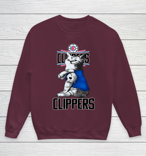 NBA Basketball My Cat Loves LA Clippers Youth Sweatshirt 4