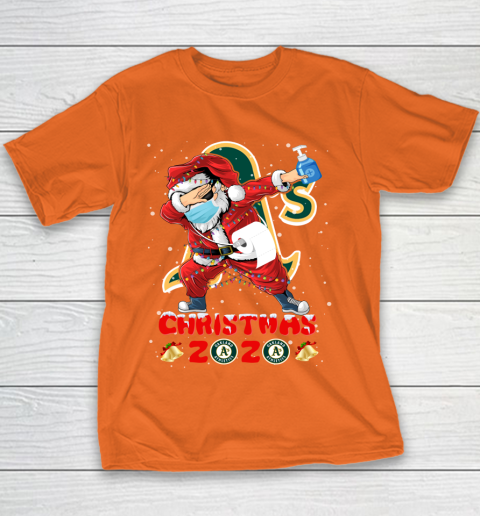 Oakland Athletics Funny Santa Claus Dabbing Christmas 2020 MLB Youth T-Shirt 4