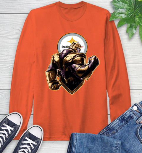 NFL Thanos Avengers Endgame Football Sports Pittsburgh Steelers Long Sleeve T-Shirt 5