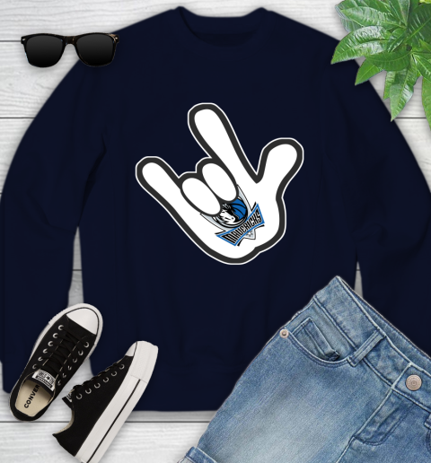 Dallas Mavericks NBA Basketball Mickey Rock Hand Disney Youth Sweatshirt 3