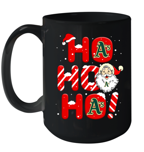 Oakland Athletics MLB Baseball Ho Ho Ho Santa Claus Merry Christmas Shirt Ceramic Mug 15oz